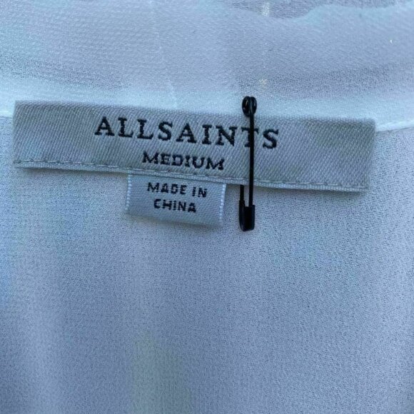All saints women’s ivory sheer twisted cross over long sleeves minimalist top M - Picture 5 of 15